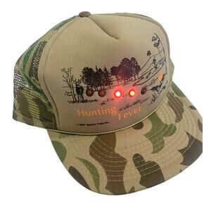 Vintage LED Light Camo Hunting Cap 1991 Sports Time Snap Back Retro Trucker Hat
